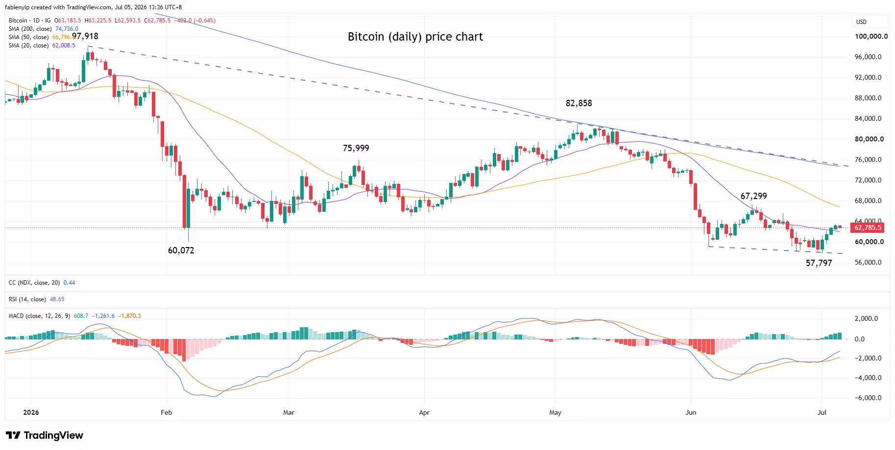 Bitcoin daily price chart